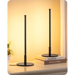 EDISHINE Upgraded LED Table Lamp Set of 2, Stepless Dimmable Bedside Lamps with Metal Finish & 3 Color Temperature, 6W Modern Desk Lamps, Black Nightstand Lamp for Bedroom, Living Room, Corner, Gift