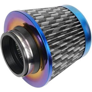 Cold Air Intake Filter, High Performance, Washable Filter, Clamp-On Replacement Air Filter, Flange Diameter 3inch/76mm Carbon Fiber Pattern