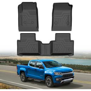 Mixsuper Floor Mats for Chevy Colorado/GMC Canyon Crew Cab 2015-2022, All Weather Floor Liners 1st and 2nd Row Set Black