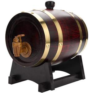 1.5L Vintage Oak Wood Barrel with Stand and Tap for Whiskey Rum Wine Storage Handcrafted Small Timber Aging Cask 8x5.4 Inches