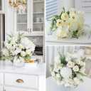 ASTRYAS White Artificial Flowers, 4Pcs Fake Rose Silk Chrysanthemum Ball Hydrangea Daisy for Decoration Faux Floral Arrangements for Wedding Party Home Decor Indoor(White)