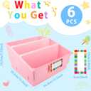 6 Pack Picture Book Bin with Dividers Classroom Library Book Bin Large Plastic Books Holders with Labels for Classroom Library Magazines Storage Organizer 13.5 x 13.5 x 7.75 in(Candy)