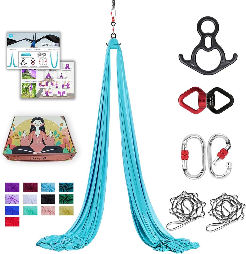 Aerial Silks 11 Yards Aerial Silks For Home Aerial Yoga Swing Aerial Yoga Hammock Swing Aerial Silk For Gymnastics (SKY BLUE)