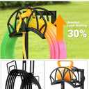 HZE Garden Hose Holder, Freestanding Water Hose Holder Stand for Outside, Heavy Duty Detachable Metal Garden Tube Storage Hanger Rack Holds 160 FT for Yard Lawn Farm, Black