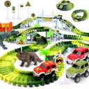 AUUGUU Dinosaur Toys - Create A Dino World with Flexible Race Track, Birthday Gift for Kids Ages 3+, Toys for 3 4 5 Year Old Boys
