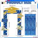 Graduation Decorations 2026 Blue and Gold Graduation Banner decorations Class of 2026 Porch Door Banner with Foil Tinsel Curtains Congrats Grad Backdrop Supplies for College High School Blue Gold
