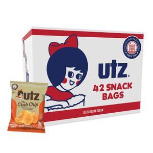 Utz Crab Chips 1 oz. Bags, 42 Count, Crispy Fresh Potato Chips, Perfect for Vending Machines, Individual Snacks to Go, Trans-Fat Free Best By: 07/28/25