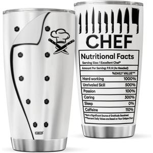CUBICER Chef Coffee Tumblers Cups Pastry Chef Insulated Tumbler Gifts For Baking Lovers Him Man Men Birthday Large 20 Oz Mug Cup Funny Sayings Stainless Steel Travel Mugs Kitchen