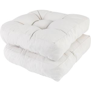 RACE LEAF 19" x 19" Patio Chair Cushions Beige - Outdoor/Indoor Tufted Memory Foam Chair Pads Set of 2, Water-Resistant Olefin Chair Seat Cushion Non-Slip Backing