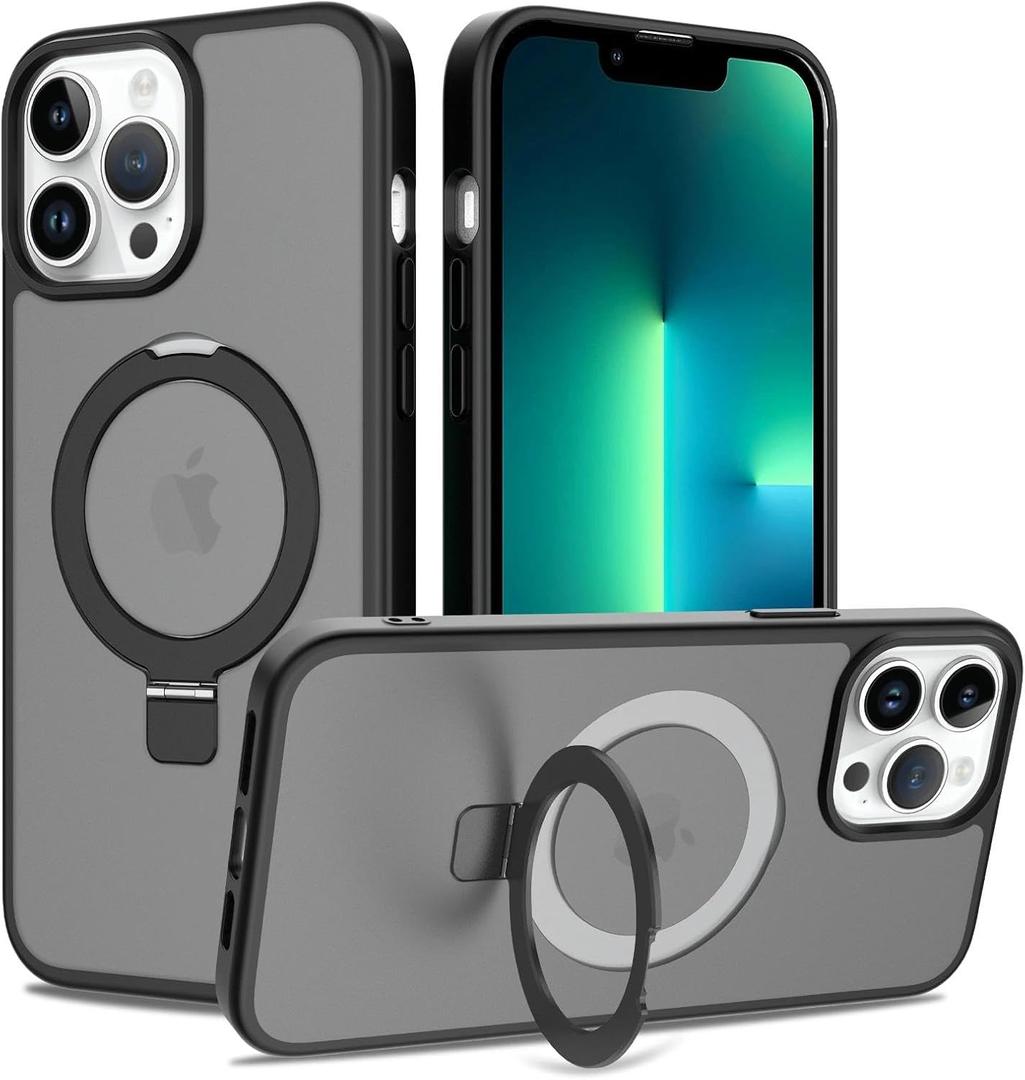 TORRAS Magnetic for iPhone 12 Pro Max Case & iPhone 13 Pro Max Case, 6.7", Compatible with MagSafe, Rugged Kickstand, Not-Yellowing Military-Grade Protection, Matte Black