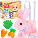 Tagitary Plush Bunny Toys for Kids - Interactive Electronic Rabbit with Sounds, Wiggling Ears, Hopping Motion, Leash - Perfect for Easter, Christmas, or Birthday Gifts (Pink)