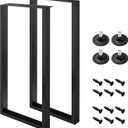 40 Inch Bar Table Legs for Desk, Dining Table with Adjustable Feet Pads,Home DIY Furniture Legs，Black Set of 2., W17.72"*H40"