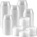 NYHI 100-Pack of 3.25 Ounce Clear Plastic Jello Shot Cup Containers with Snap on Leak-Proof Lids –Jello Shooter Shot Cups -Compact Food Storage for Portion Control, 3.25 oz,Sauces, Liquid, Dips, 100 Count