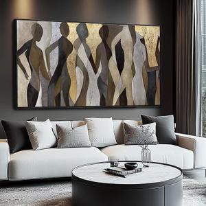 Artexist Figure Wood Wall Decor Neutral Wall Art Modern Poster Printing 24"x48" Picture for Bedroom Hanging Art for Dining Room Area
