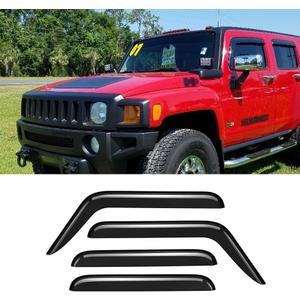 94329 External Durable Side Window Rain Guards, 4pcs Tape On Waterproof Replacement Wind Deflector, Window Visors fit for 2003-2009 Hummer H2