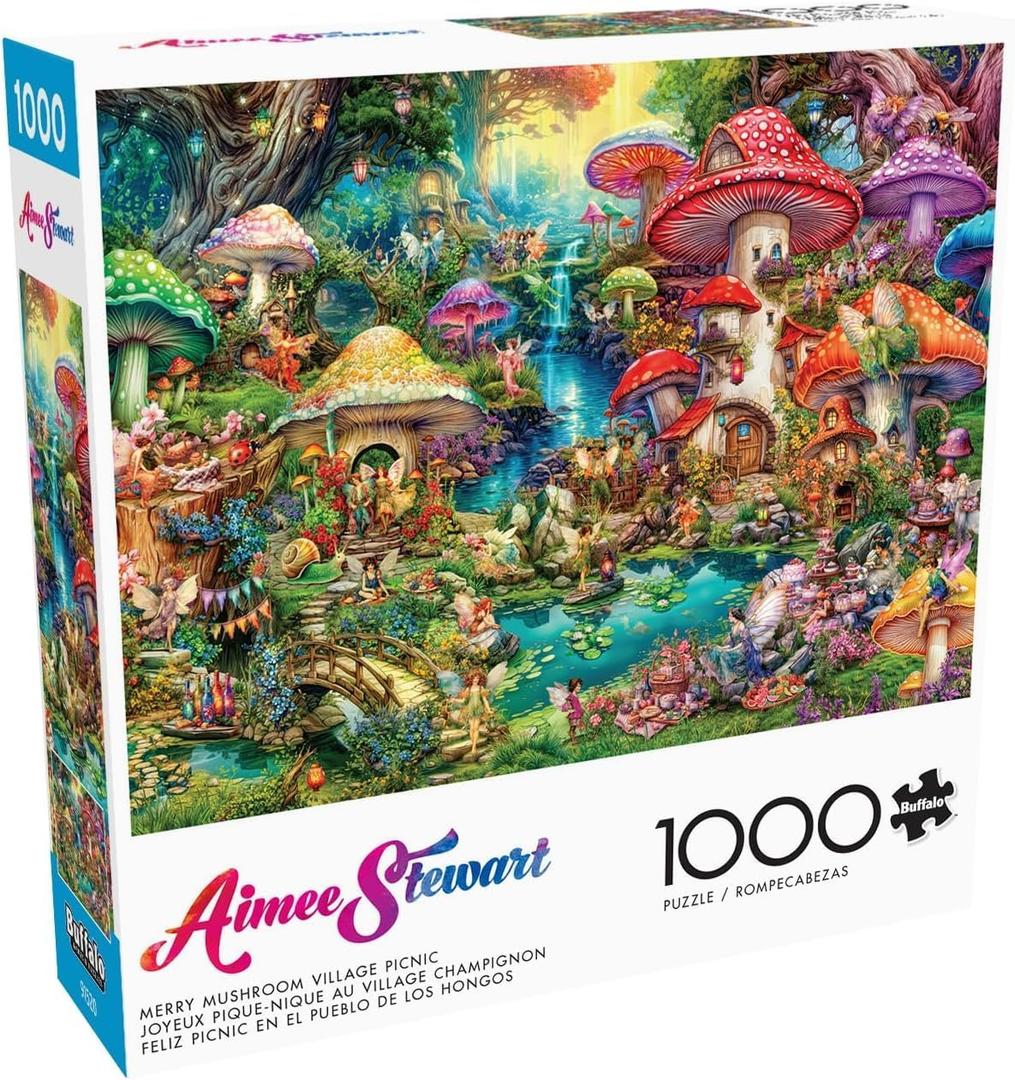 Buffalo Games - Aimee Stewart - Merry Mushroom Village Picnic - 1000 Piece Jigsaw Puzzle for Adults -Challenging Puzzle Perfect for Game Nights - Finished Size is 26.75 x 19.75