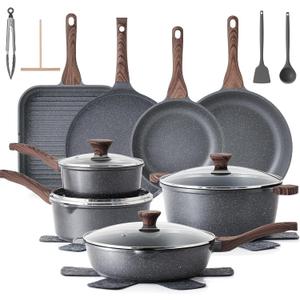 SENSARTE 23 PCS Non Stick Pots and Pans Set, Non Toxic Cookware, Induction, Large