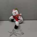 Snowman and Star Tree Topper with Lights Christmas Decorations,Unique Funny Xmas Plush Stuffed Snowflake Hat Snowman Hugger Decor and Battery Operated Colorful Star Tree Ornaments Red White