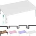 OPNICE Monitor Stand Riser for Desk, Adjustable Computer & Laptop Stand, Desk Organizer for Monitor, Laptop, PC, Printer, Office Desk Accessories for Home & Office, White Wood