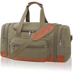 Men'S Duffle Bag For Travel, Expandable Canvas Duffel Bags Overnight Weekend Gym Carry On Luggage Bag For Men(Green)