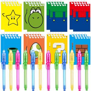 24 Pcs Super Bros Party Favors | Set of 12 Invisible Ink Pen and 12 Super Bros Mini Notepads | Gift Bag Stuffers for Super Bros Party Supplies