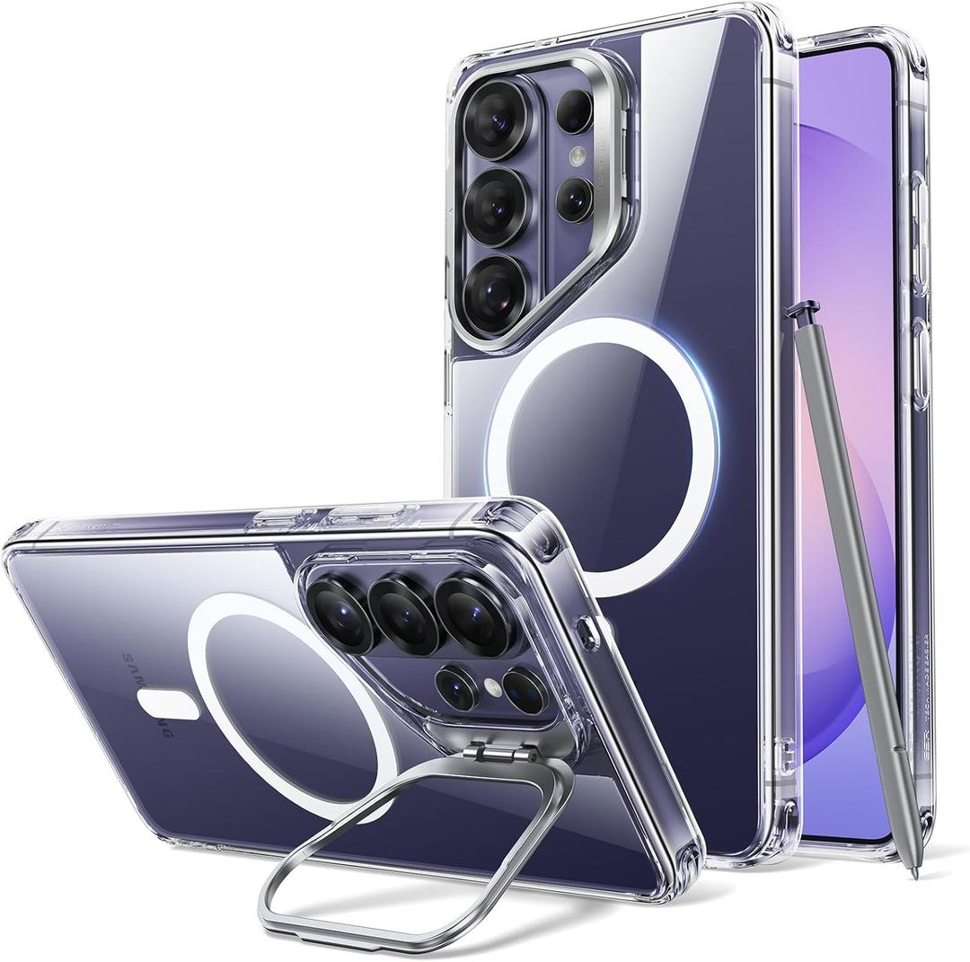 ESR for Samsung Galaxy S26 Ultra Phone Case with Stash Stand, Compatible with MagSafe, Military-Grade Protection, Magnetic Case for Samsung Galaxy S26 Ultra, Scratch-Resistant Back Cover, Clear