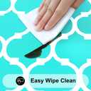 Smiry Round Picnic Tablecloth, Waterproof Elastic Fitted Table Covers for 57" - 68" Tables, Wipeable Flannel Backed Vinyl Tablecloths for Camping, Indoor, Outdoor, Teal & White