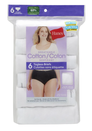 Hanes Women's Underwear Brief Pack, Cotton Briefs, Moisture-wicking Underwear for Men (X-Large, White - 6 Pack)