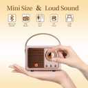 Retro Bluetooth Speaker, Wireless Mini Portable Speakers Vintage Radio Support USB/TF Card/AUX, Cute Bluetooth Speaker for Kitchen Desk Bedroom Office, Birthday Gifts for Women Teenage, Pink