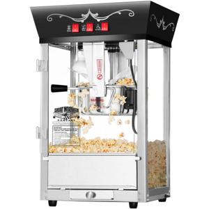 Matinee Popcorn Machine - 8oz Popper with Stainless-Steel Kettle, Reject Kernel Tray, Warming Light, and Accessories by Great Northern Popcorn (Black)