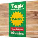 Riveira Teak Wood Cutting Board  Gourmet Teak Grandeur: 36 x 24 Wooden Cutting Board  Natural Wooden Cutting Boards For Kitchen Decorative  Innovative Juice Grooves Teak Wooden Chopping Board
