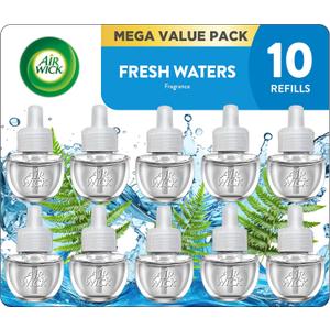 Air Wick Plug-In Scented Oil Refills, 10 Count, Fresh Waters, Air Freshener, Essential Oils, Eco Friendly, 0.67 Fl Oz