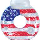 POZA Inflatable USA Pool Float - Luxurious Fun Lounger Filled with Sparkle Silver Stars Confetti, Cool USA Flag Design Water Swimming Pool Floaties for Beach, Lake & Pool (USA Luxury Tube)