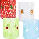 4 PCS 14 Ounce Christmas Icon Juice Glasses,Christmas Drinking Cups,Four Colors and Patterns,Strong and Durable Glasses Are The Great Gifts for Friends! (4 Pack (14 fl oz))