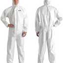 YIBER Hazmat Suit Disposable Coverall | Heavy Duty Full Body Paint Coverall & Suit in 7 Sizes - Large, White, 1