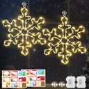 Hiboom 2 Pack Christmas Window Lights, 12 Inch Snowflake Lighted Decorations Wrapped with LED String Lights, 8 Modes Battery Powered Christmas Window Light for Xmas Indoor Decor (Warm White)