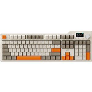 DAIDAIAJAZZ AK35I V3 Full Size Hot Swap Mechanical Gaming Keyboard with Screen & Knob 2.4G/BT/USB-C Gasket Keyboard FR4 Plate 8000mAh Battery South Facing LED RGB (Avocado Axis) (Retro Orange)