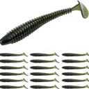 RUNCL Swimbaits Paddle 10/20/30/40PCS, 5/4/3/2 Inchs Paddle Tail, Soft Lure for Trout Crappie Bass, Durable Plastic Bait Swimmer for Saltwater/Freshwater, Fishing Lover's Gift (Green Magic)