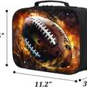 American Football Lunch Box for Boys Girls, Rugby Sports Kids School Lunch Bag, Insulated Layer, Polyester, Leak-proof Children Lunchbox for Age 6+, Fits Most Bento Boxes