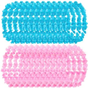 Tigeen 72 Pcs Holiday Leis Decorations Bulk Hawaiian Flower Leis Tropical Necklace Decorations for Baby Shower Carnival Luau Birthday Party Favor(Pink, Blue)