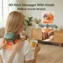 Neck Massager with Heat, 4D Bionic Finger Neck and Shoulder Massager, Hands-Free Cordless Deep Tissue Kneading Massager for Muscle Relaxation, Gifts for Women Men, Green
