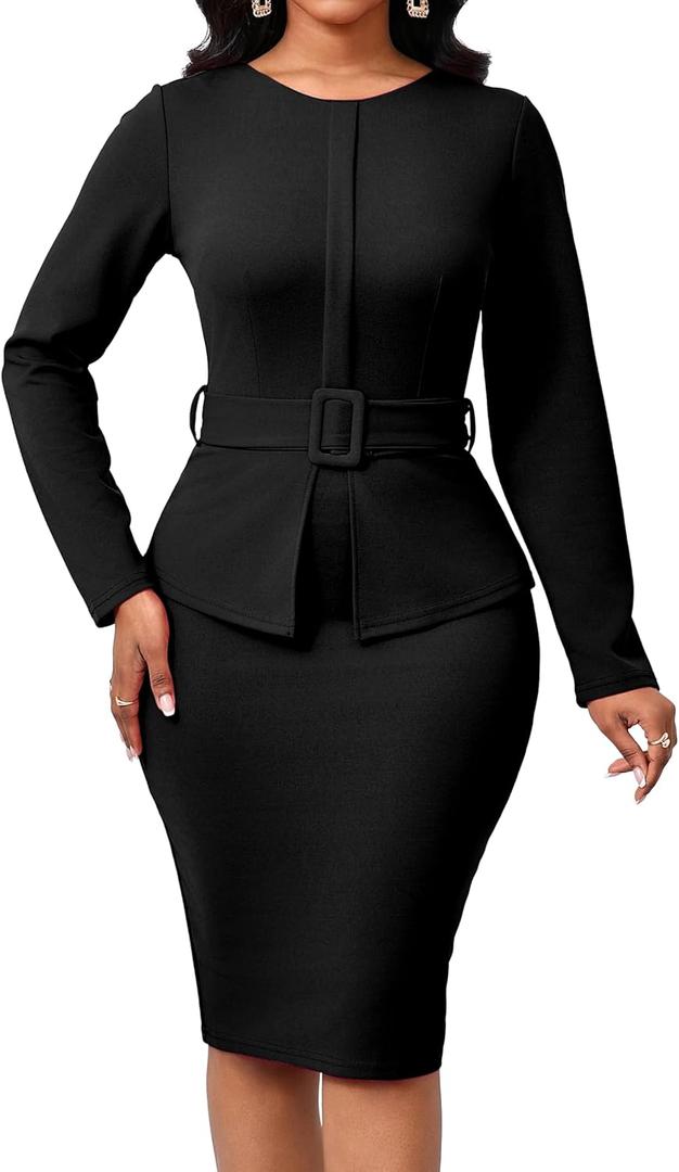CuteCherry Women Sexy Dress Bodycon Work Dress Elegant Pencil Dress, X-Large