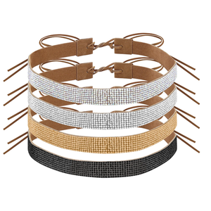 4 Pack Bling Rhinestone Cowboy Hat Bands, Adjustable Cowgirl Hat Belt, Cowboy Hatband Hat Jewelry for Women Men