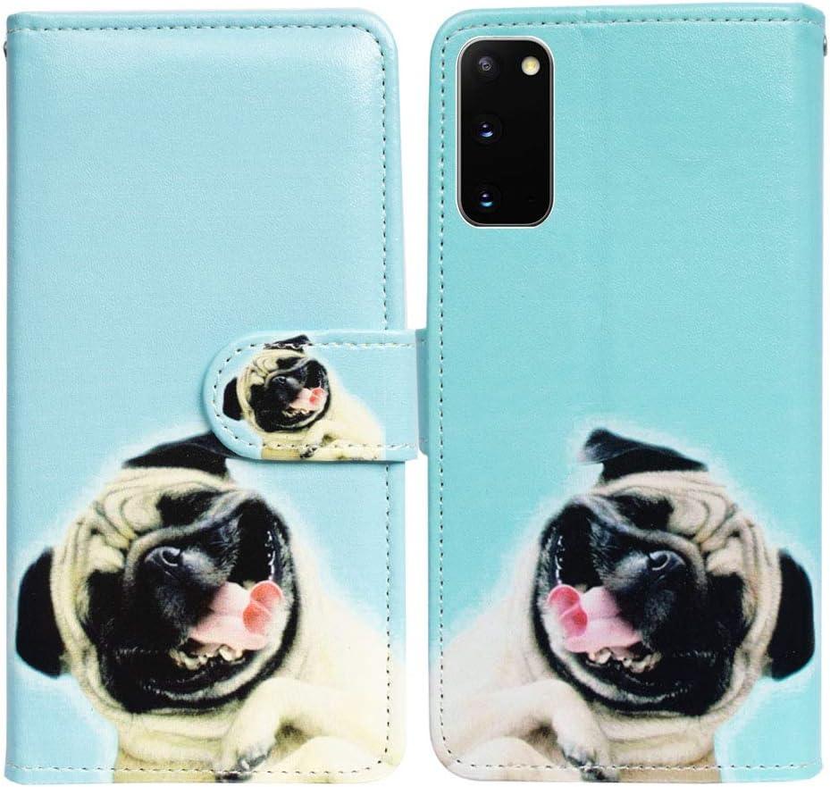 Case for Galaxy S20 - Pug Leather Flip Case with Card Slot and Kickstand (Funny Pug Dog)