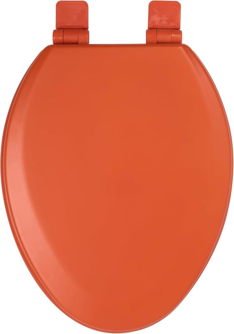 Toilet Seat, Slow Close, Soft Touch, Ultra-Smooth Matte Finish (No Orange-Peel Texture), Premium Moulded Wood, Quick Release, PIKLiDS (Orange, Elongated)