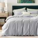 Bedsure Cooling Duvet Cover Queen - Moisture Wicking and Silky Eucalyptus Lyocell Cotton Hybrid Comforter Cover Set for Hot Sleeper - Buttery Soft and Breathable, Cooling Bedding Set, Silver Grey