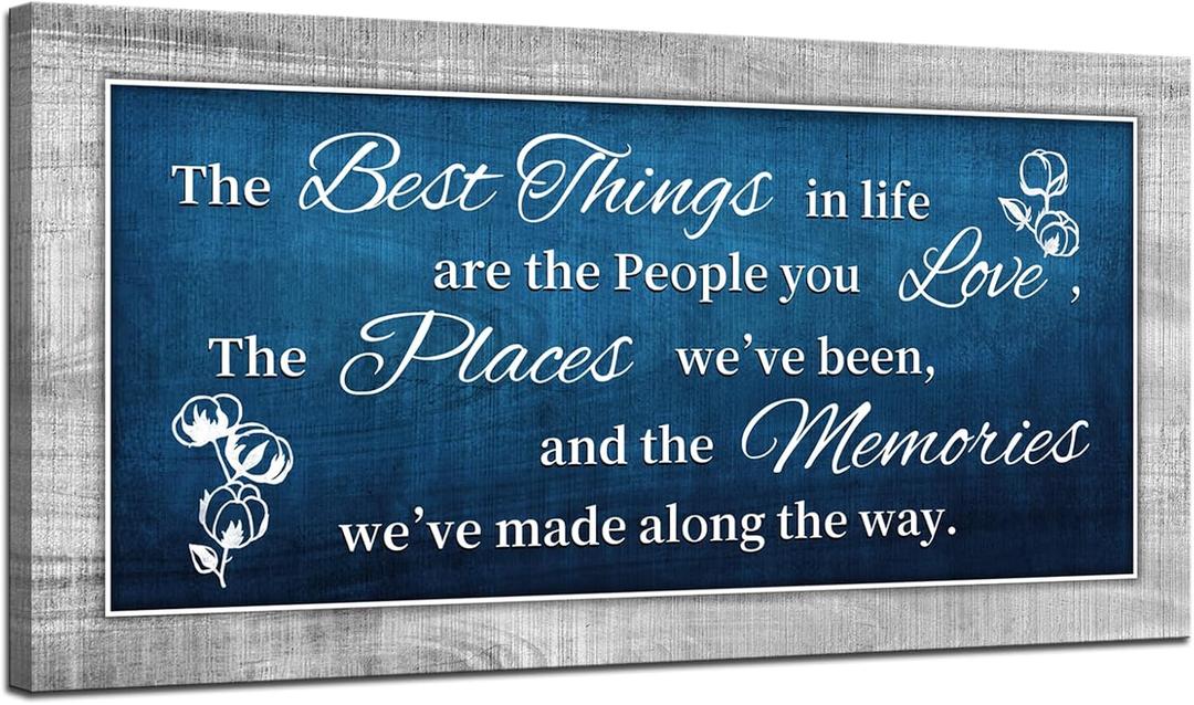 KLVOS Farmhouse Canvas Print Family Motto Wall Art The Best Things in Life are The People You Love Quote Inspirational Picture Painting Home Decor 24x48inch