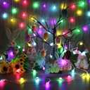 LYHOPE Easter Pastel Light, 19.3ft 60 LED Globe Decoration Lights, Battery Powered Pastel String Lights for Easter, Party, Fireplace, Mantels, Entrance, Tree, Home Decor, Clear Wire, Indoor Decor