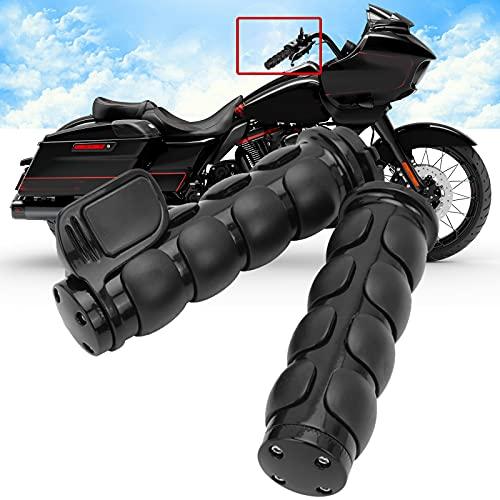 Black 1" Motorcycle Handlebar Hand Grips w/Throttle Compatible with Sportster 883 Street Bike Dirt Bike Cruiser and Chopper (Black Flat Angle)