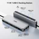 Acer Laptop Docking Station 3 Monitors, 11-in-1 USB C Docking Station with 8K DP, HDMI 4K@60Hz, 10Gbps Data, 1 Gbps Ethernet Hub, 100W Power Delivery, SD/TF, USB C Hub Multiport Adapter for Laptop